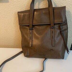 Calvin Klein Dark Brown Leather Backpack